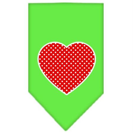UNCONDITIONAL LOVE Red Swiss Dot Heart Screen Print Bandana Lime Green Large UN812519